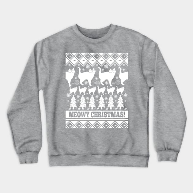 Meowy Christmas - Ugly Christmas Shirt Crewneck Sweatshirt by BentonParkPrints